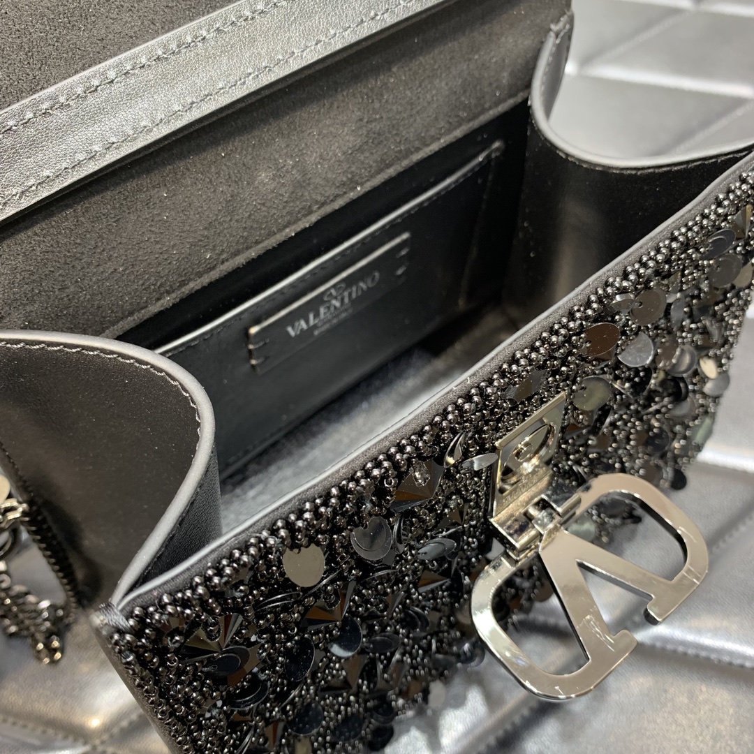 Valentino Garavani Vsling Mini Handbag Entirely Covered in Black Rhinestones 